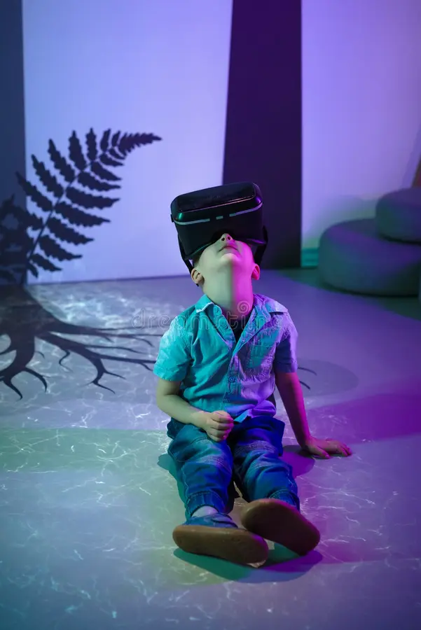 Kid using VR headset